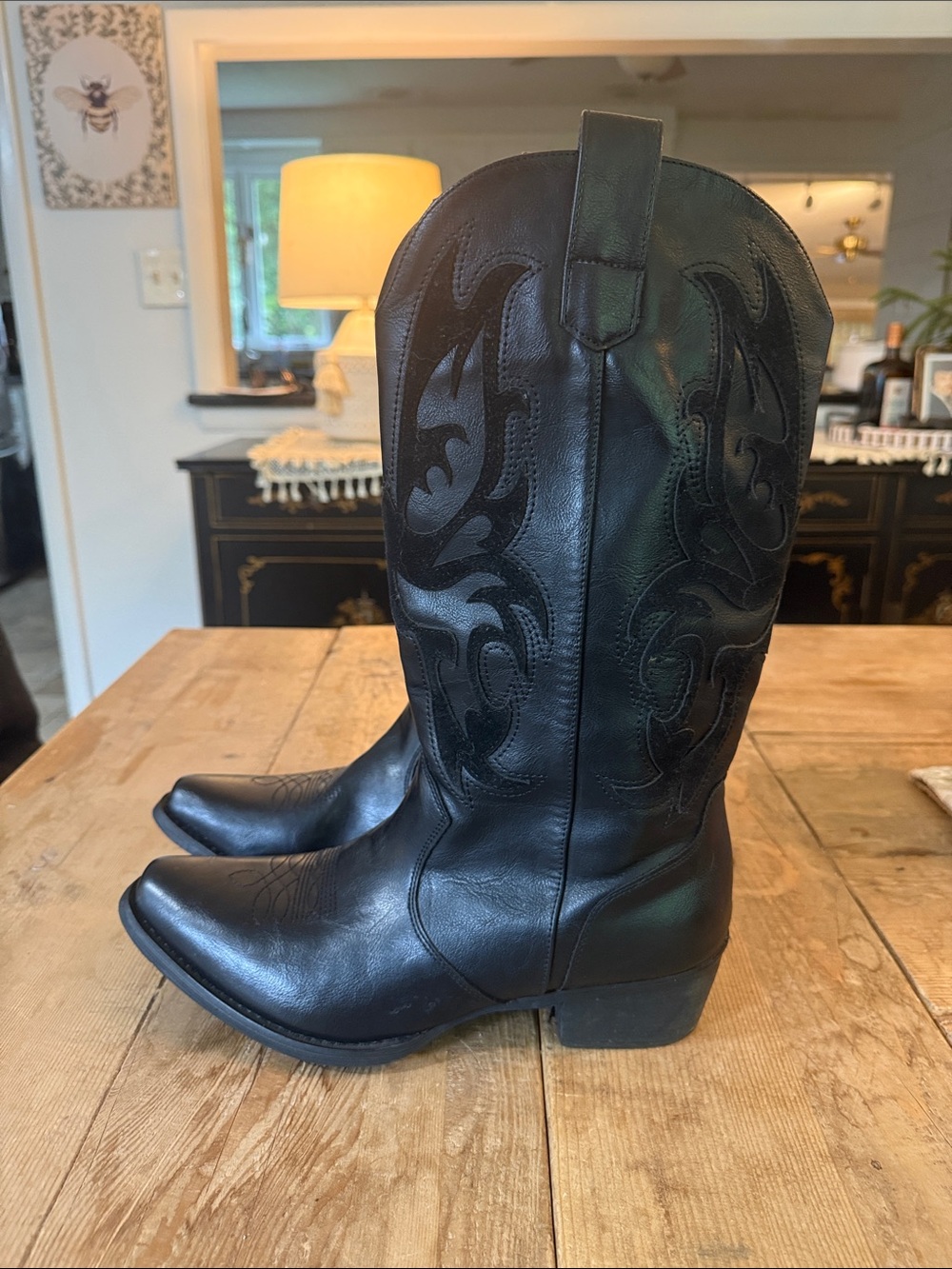 Women's Black Western Heeled Boots